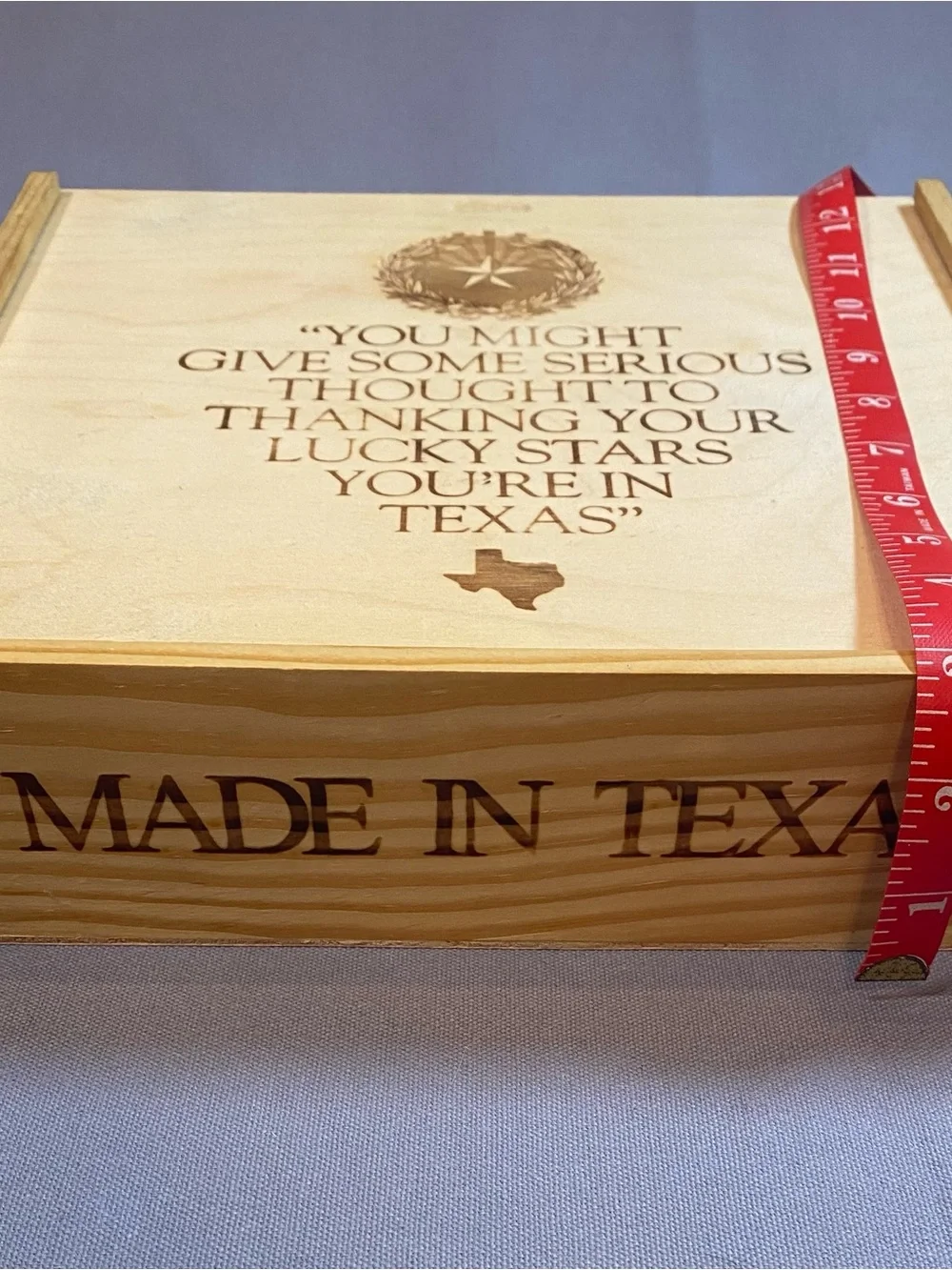 Engraved Texas Quote Wooden Keepsake Box - Natural Wood